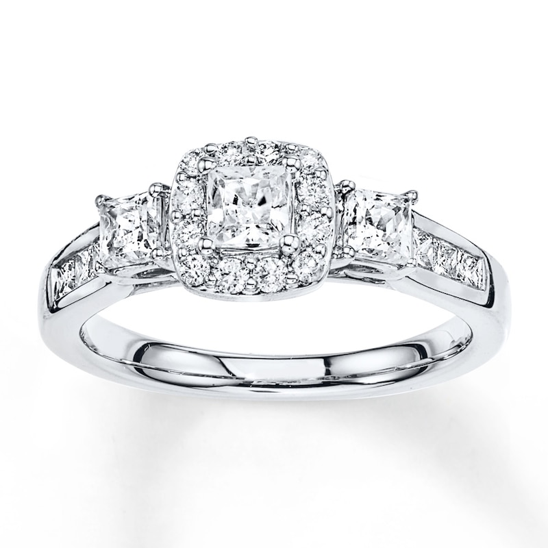 Main Image 1 of Previously Owned Diamond Engagement Ring 1 ct tw Princess-cut 14K White Gold