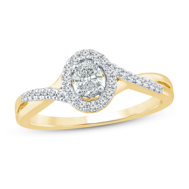 Main Image 1 of Previously Owned Diamond Ring 3/8 ct tw Oval/Round 10K Yellow Gold