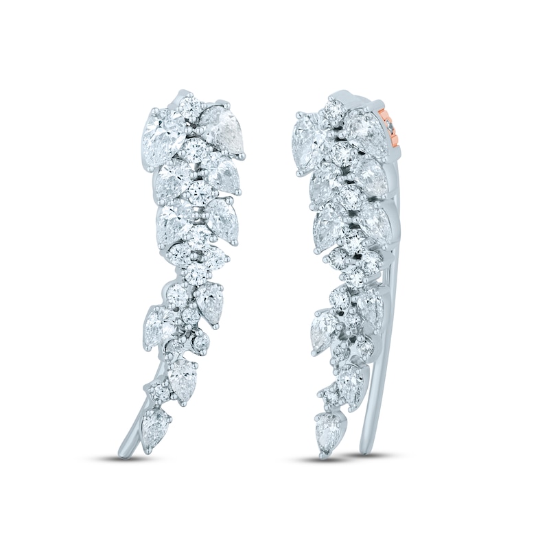 Previously Owned Pnina Tornai Diamond Ear Climber Earrings 1-1/2 ct tw Round/Pear-shaped 14K White Gold