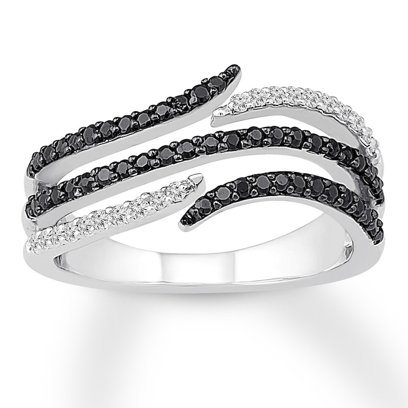 Previously Owned Black Diamond Swirl Ring 1/3 ct tw 10K White Gold