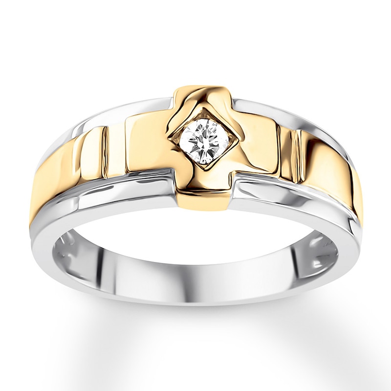 Previously Owned Men's Diamond Solitaire Ring 1/6 carat Round 10K Two-Tone Gold