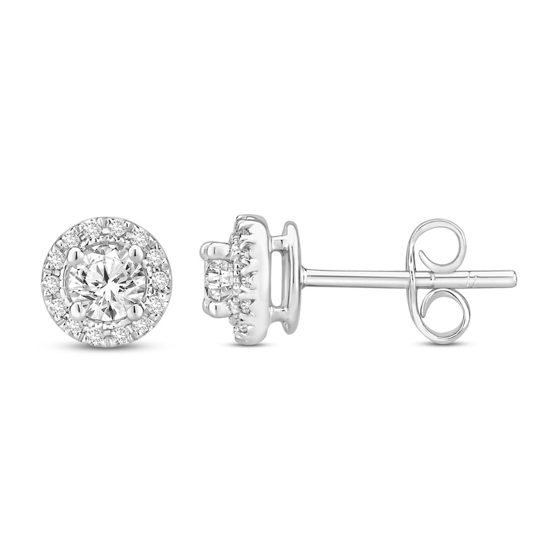 Previously Owned Diamond Stud Earrings 1/2 ct tw Round 14K White Gold ...