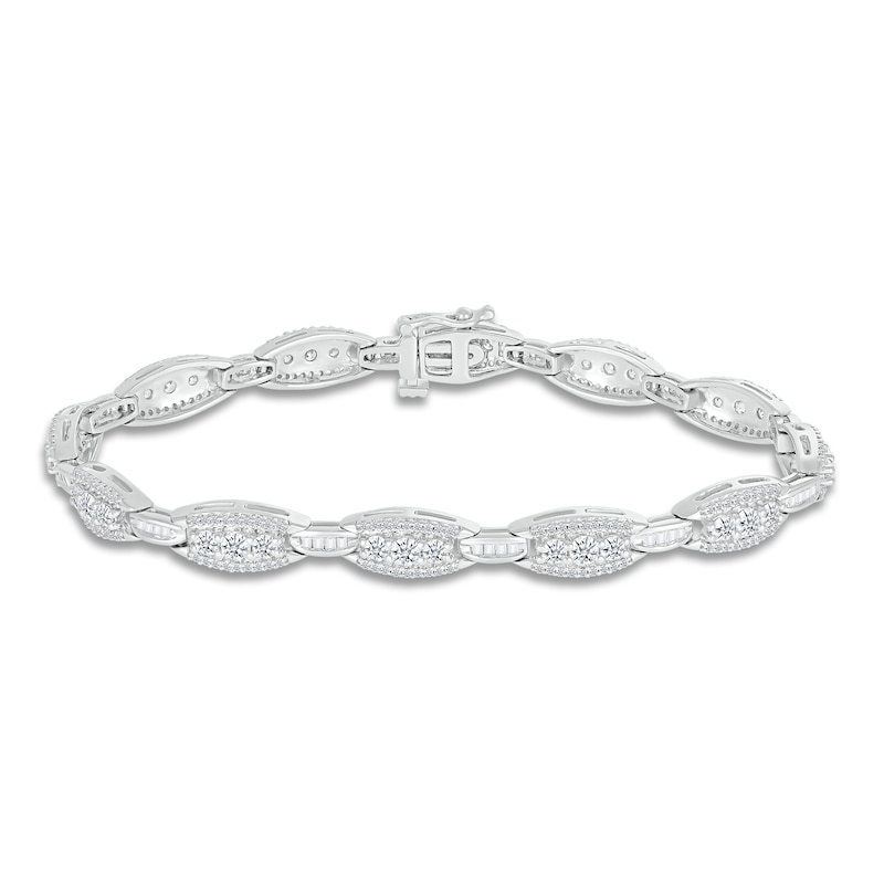 Previously Owned Diamond Bracelet 3 ct tw Round/Baguette 14K White Gold