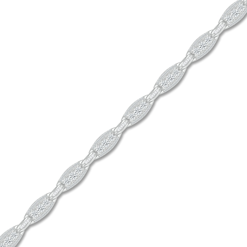 Previously Owned Diamond Bracelet 3 ct tw Round/Baguette 14K White Gold