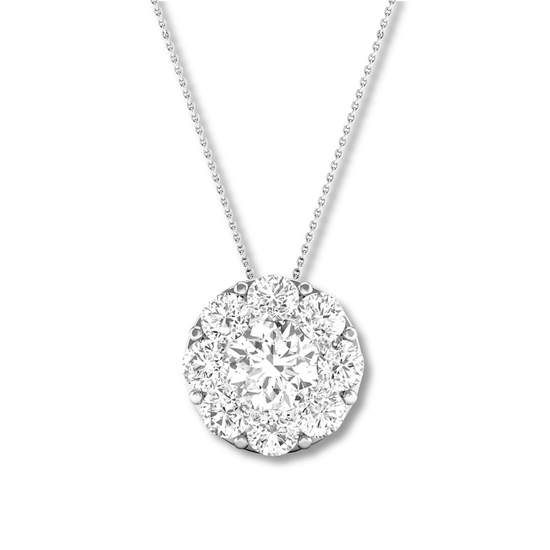 Previously Owned Diamond Necklace 1 ct tw Round 14K White Gold 16" to 18" Adj.