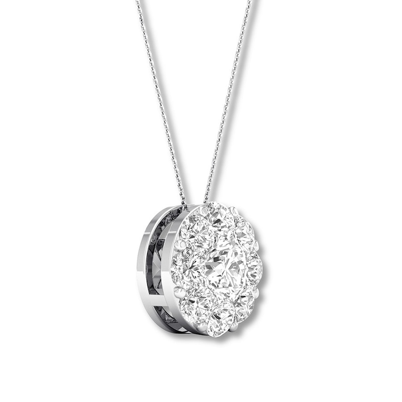 Main Image 2 of Previously Owned Diamond Necklace 1 ct tw Round 14K White Gold 16&quot; to 18&quot; Adj.