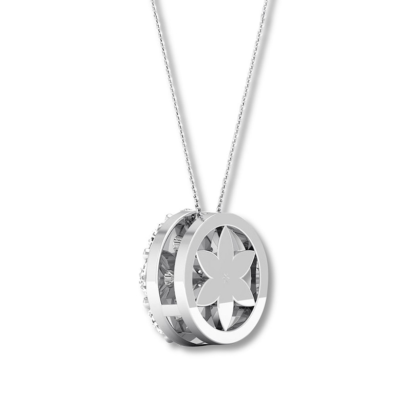 Main Image 4 of Previously Owned Diamond Necklace 1 ct tw Round 14K White Gold 16&quot; to 18&quot; Adj.