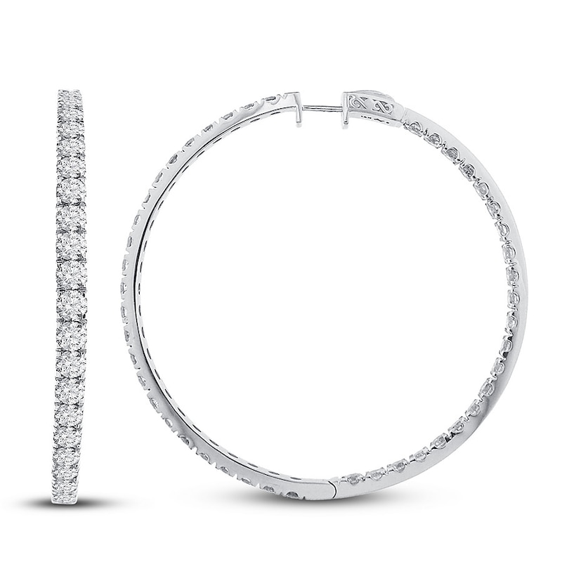 Previously Owned Diamond Hoop Earrings 10 ct tw Round 14K White Gold