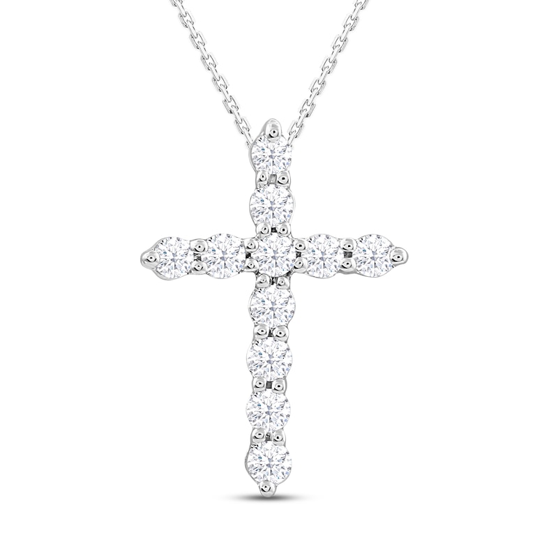 Previously Owned Diamond Cross Pendant Necklace 1/4 ct tw Round 10K White Gold