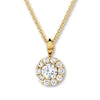 Thumbnail Image 1 of Previously Owned Certified Diamond Necklace 1/2 ct tw Round 18K Yellow Gold