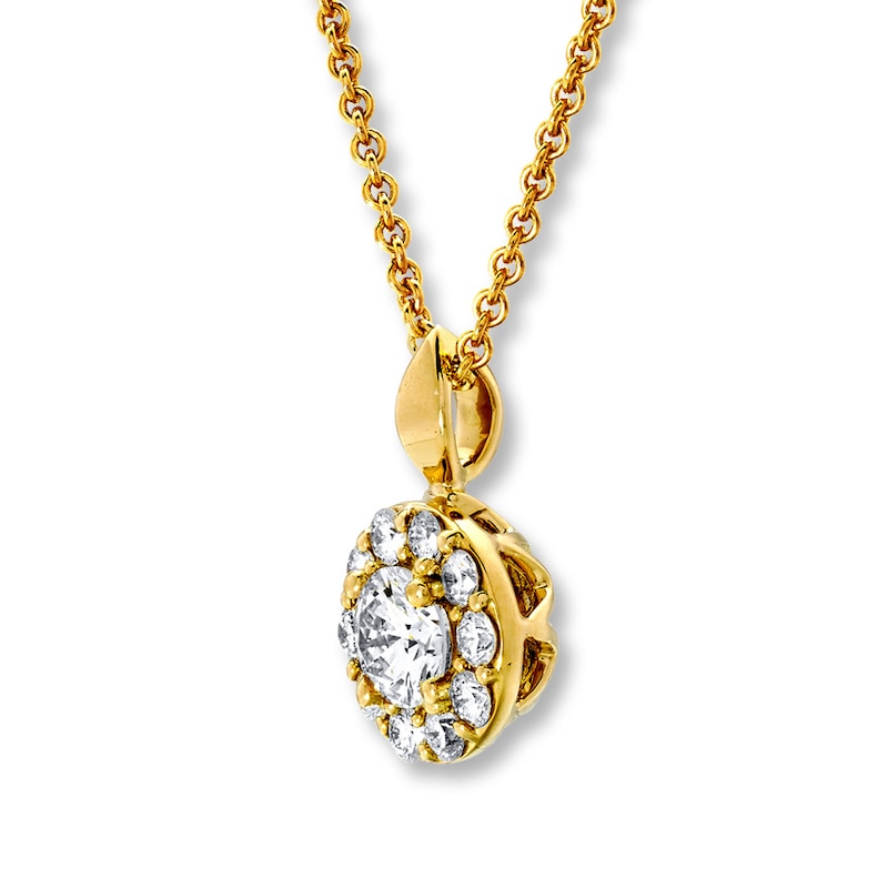 Main Image 3 of Previously Owned Certified Diamond Necklace 1/2 ct tw Round 18K Yellow Gold