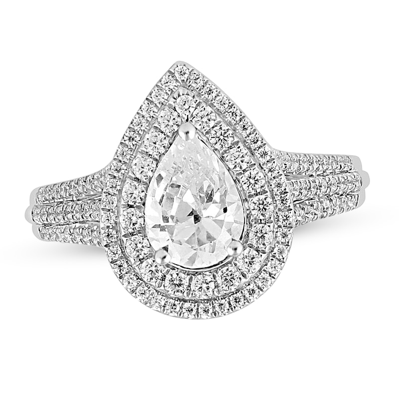Previously Owned Diamond Engagement Ring 1-1/4 ct tw Pear-shaped/Round 14K White Gold
