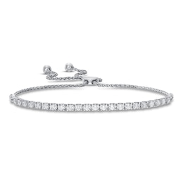 Previously Owned Lab-Created Diamond Bolo Tennis Bracelet 1 ct tw Round 14K White Gold