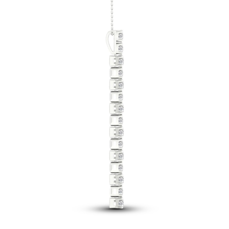 Main Image 3 of Previously Owned Lab-Created Diamond Necklace 2 ct tw Round 14K White Gold