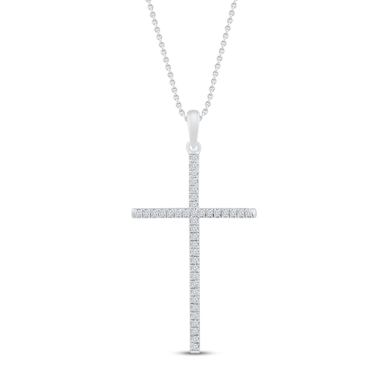 Previously Owned Diamond Cross Necklace 1/6 ct tw Round 10K White Gold