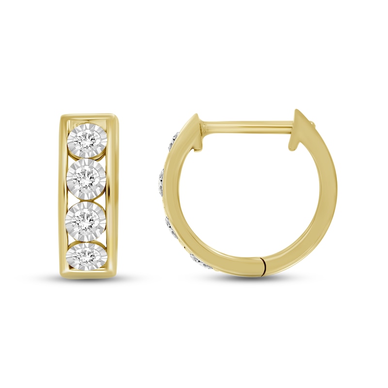 Main Image 2 of Previously Owned Men's Diamond Earrings 1/4 ct tw Round 10K Yellow Gold with Rhodium