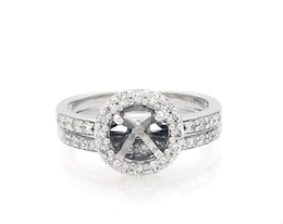 Previously Owned Diamond Halo Bridal Set 1/2 ct tw 14K White Gold