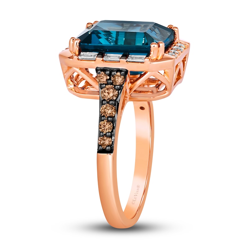 Main Image 4 of Previously Owned Le Vian Natural Blue Topaz Ring 5/8 ct tw Round 14K Strawberry Gold