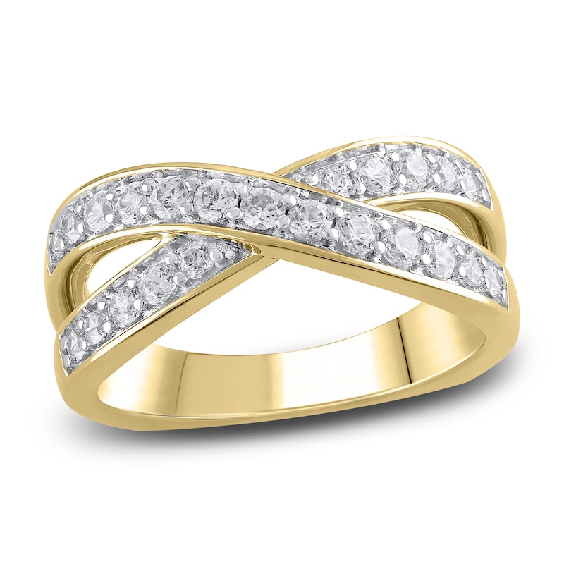 Previously Owned Diamond Criss-Cross Anniversary Band 5/8 ct tw Round 18K Yellow Gold