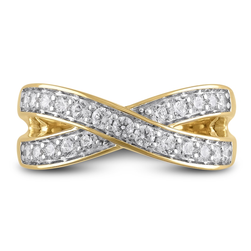 Previously Owned Diamond Criss-Cross Anniversary Band 5/8 ct tw Round 18K Yellow Gold