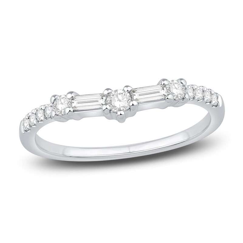 Previously Owned Diamond Contour Anniversary Band 1/3 ct tw Baguette/Round Platinum