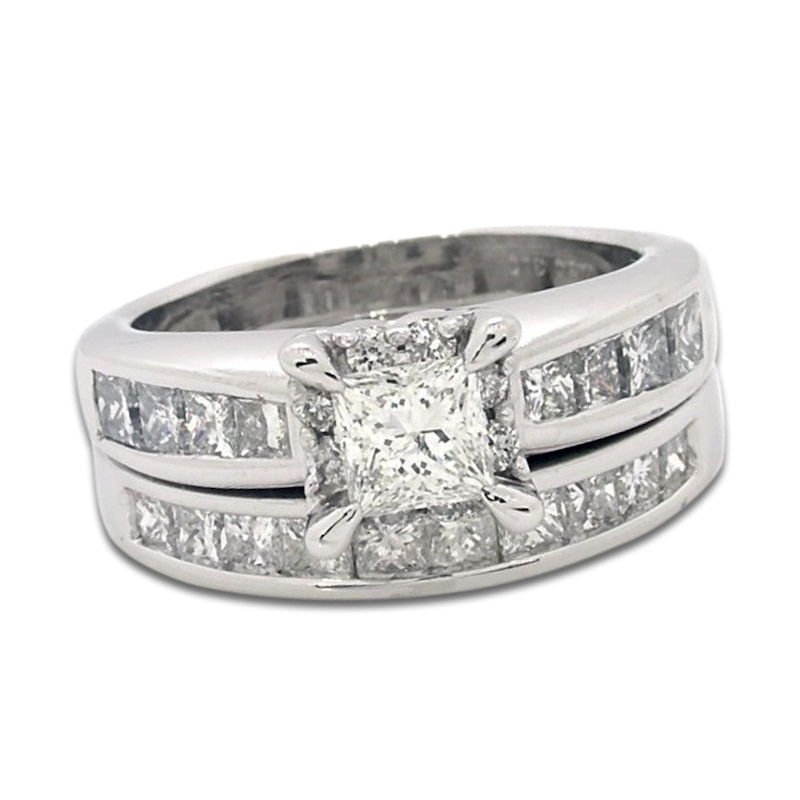 Previously Owned Diamond Bridal Set 1-7/8 ct tw Princess 14K White Gold