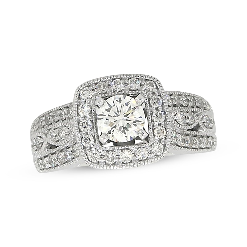 Main Image 1 of Previously Owned Diamond Engagement Ring 7/8 ct tw Round 14K White Gold