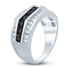 Thumbnail Image 2 of Previously Owned Men's Black & White Diamond Anniversary Ring 2 ct tw Round 10K White Gold