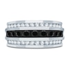 Thumbnail Image 3 of Previously Owned Men's Black & White Diamond Anniversary Ring 2 ct tw Round 10K White Gold