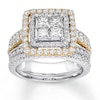 Thumbnail Image 1 of Previously Owned Diamond Bridal Set 1-7/8 ct tw Princess-cut 14K Two-Tone Gold