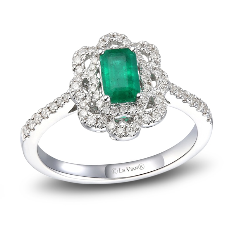 Main Image 1 of Previously Owned Le Vian Natural Emerald Ring 1/3 ct tw Diamonds Platinum