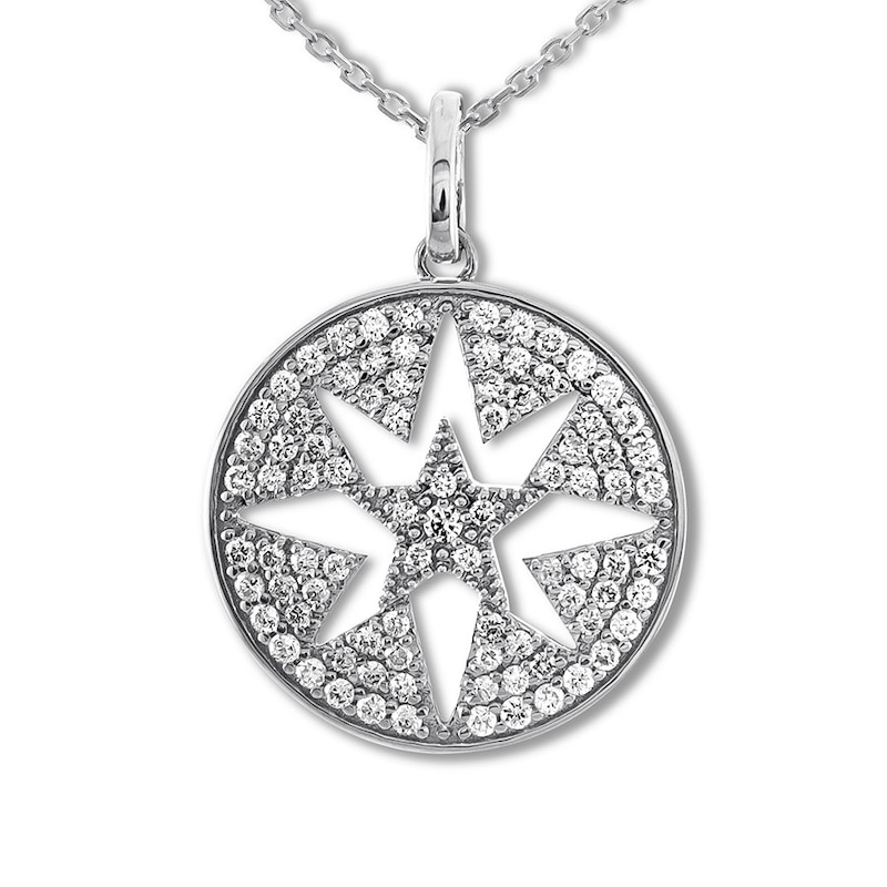 1/4 Carat T.W. Diamond Sterling Silver Cutout Star Pendant Necklace