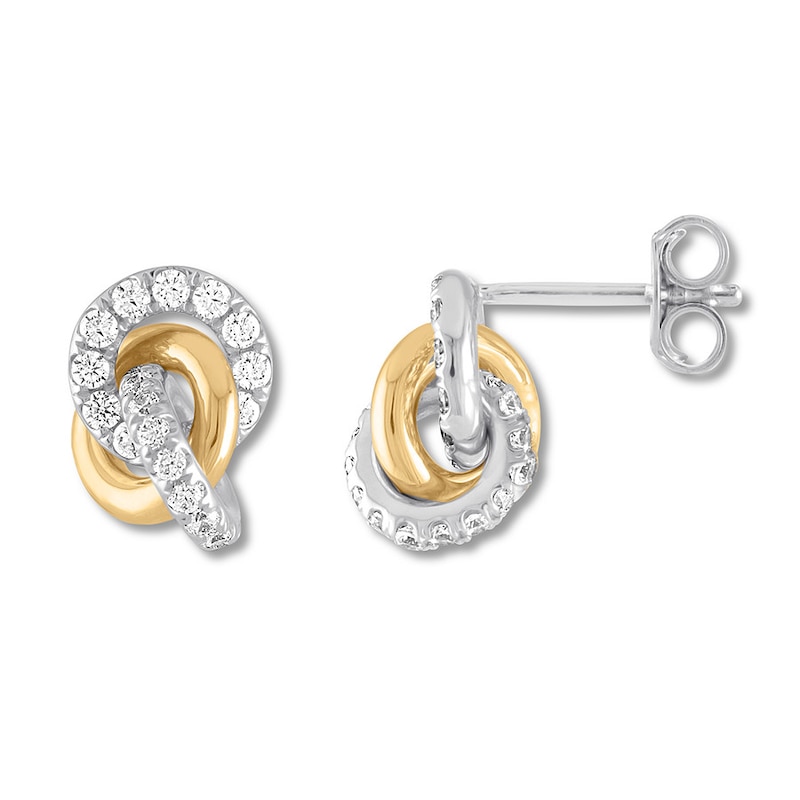 Previously Owned Diamond Knot Earrings 1/2 ct tw Round-cut 10K Two-Tone Gold