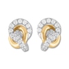Thumbnail Image 1 of Previously Owned Diamond Knot Earrings 1/2 ct tw Round-cut 10K Two-Tone Gold