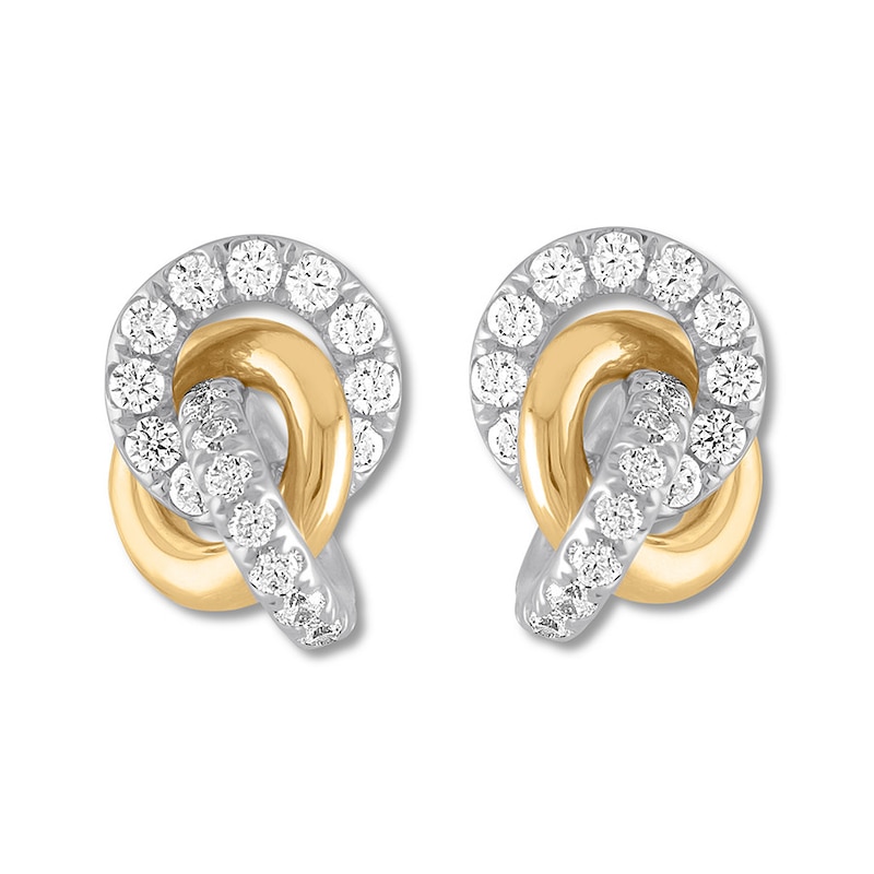 Previously Owned Diamond Knot Earrings 1/2 ct tw Round-cut 10K Two-Tone Gold