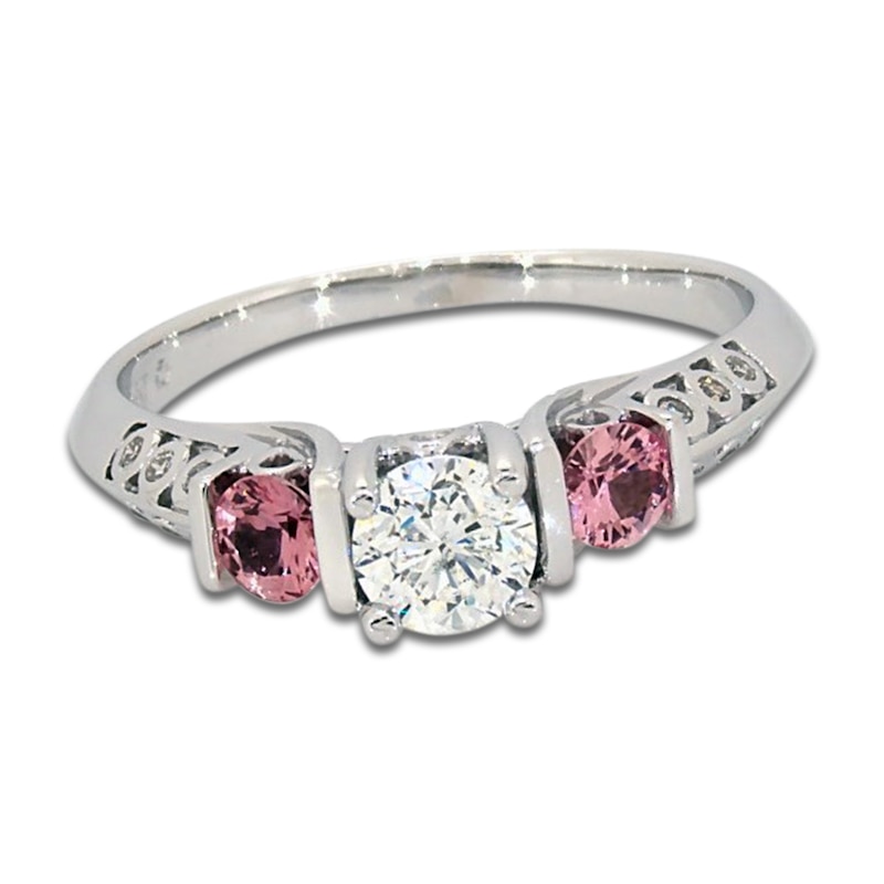 Main Image 1 of Previously Owned Pink & White Diamond Engagement Ring 5/8 ct tw 14K White Gold