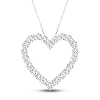 14K White Gold Double Diamond Heart Necklace 001-165-00359, Jaymark  Jewelers