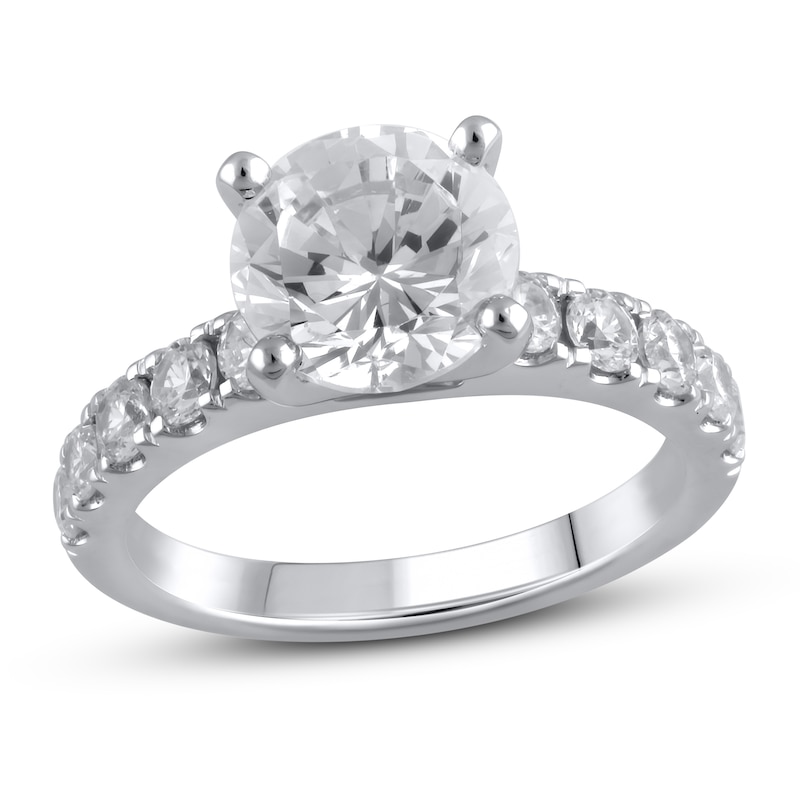 Main Image 1 of Previously Owned Lab-Created Diamond Engagement Ring 3-1/6 ct tw Round 14K White Gold