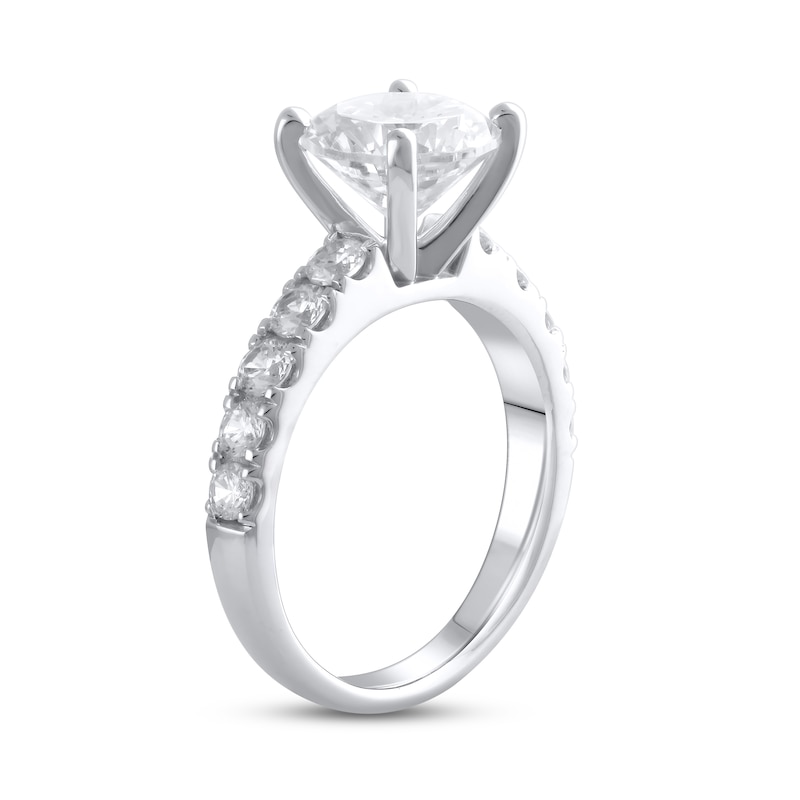 Main Image 2 of Previously Owned Lab-Created Diamond Engagement Ring 3-1/6 ct tw Round 14K White Gold