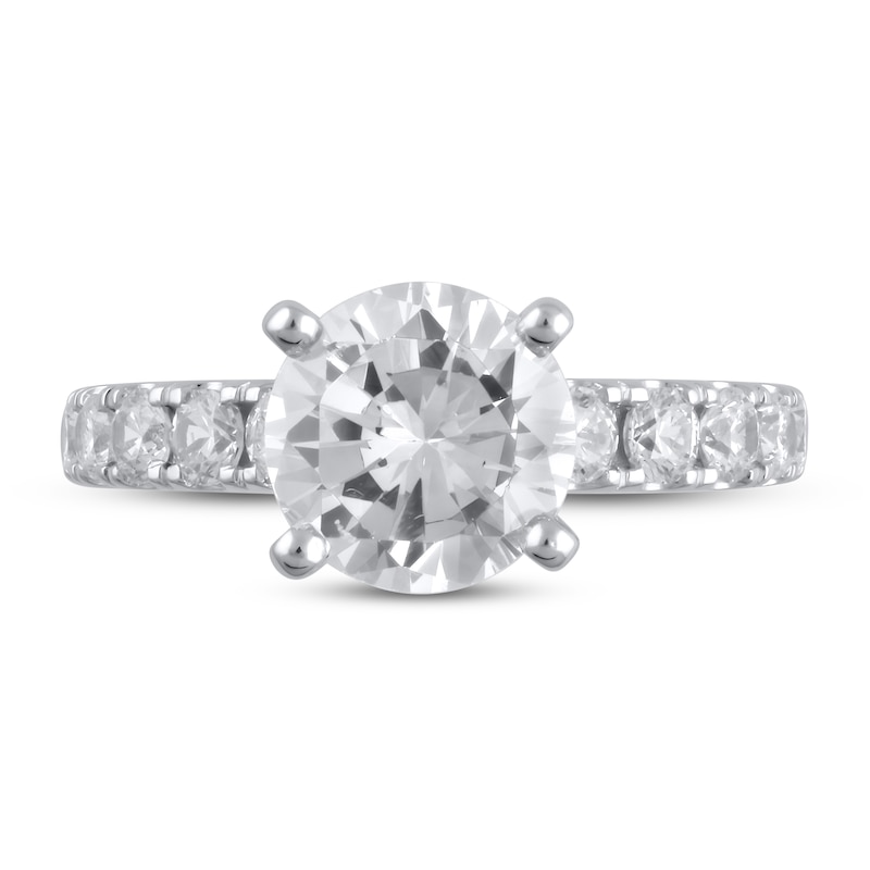 Main Image 3 of Previously Owned Lab-Created Diamond Engagement Ring 3-1/6 ct tw Round 14K White Gold