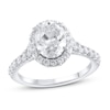 Thumbnail Image 0 of Previously Owned Lab-Created Diamond Engagement Ring 2-3/4 ct tw Oval/Round 14K White Gold