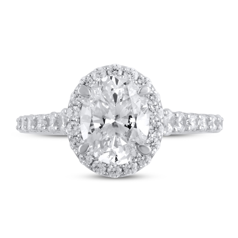 Previously Owned Lab-Created Diamond Engagement Ring 2-3/4 ct tw Oval/Round 14K White Gold