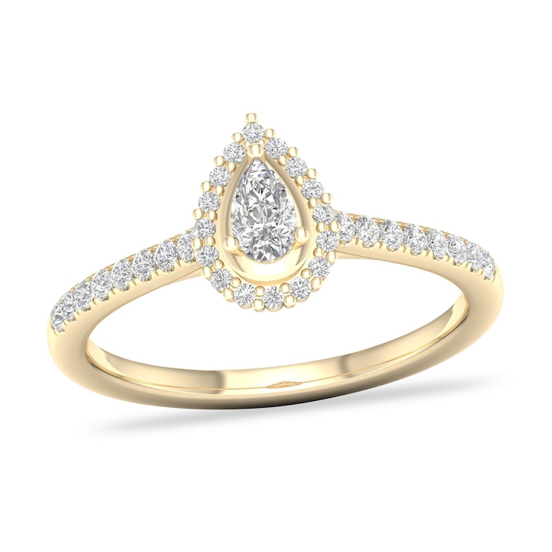 Main Image 1 of Previously Owned Diamond Ring 1/3 ct tw Pear-shaped/Round-cut 14K Yellow Gold