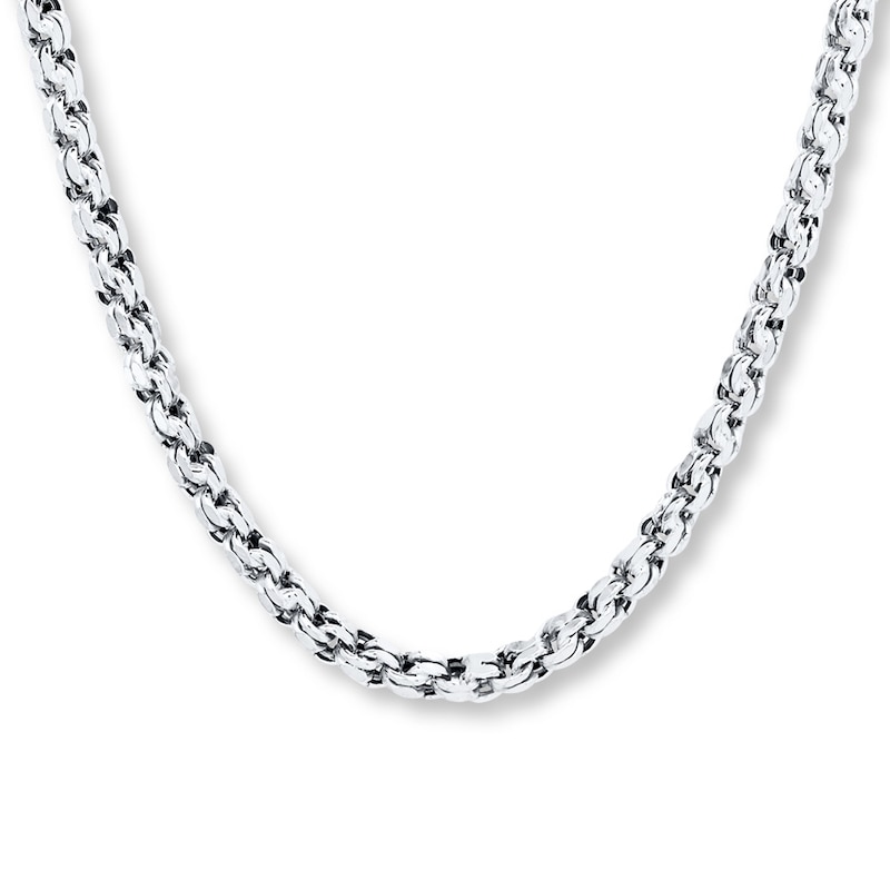 Previously Owned Hollow Chain Link Necklace 10K White Gold 22" Length