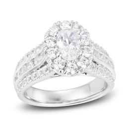 Previously Owned Diamond Engagement Ring 2-1/4 ct tw Oval/Round 14K White Gold