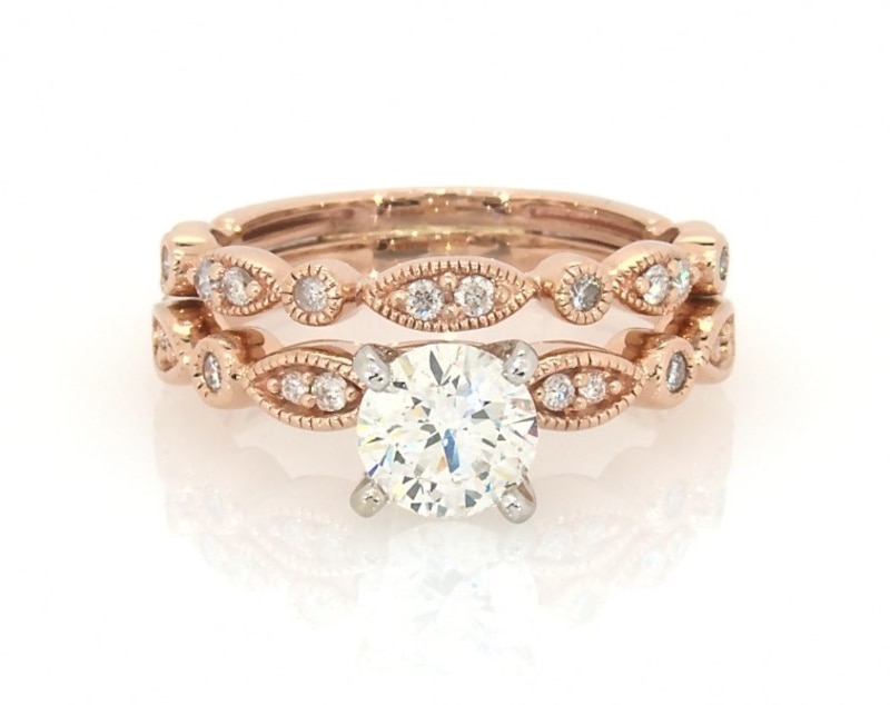 Previously Owned Diamond Bridal Set 1 ct tw 14K/10K Rose Gold