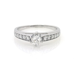 Previously Owned Oval & Round-Cut Diamond Engagement Ring 1 ct tw 14K White Gold