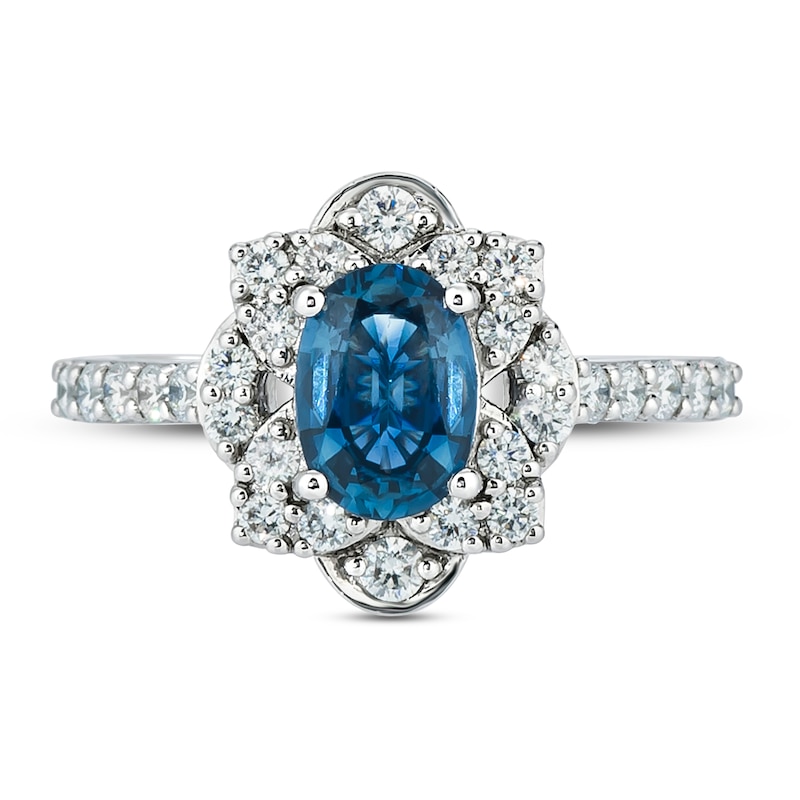 Main Image 4 of Previously Owned Le Vian Natural Sapphire Ring 5/8 ct tw Diamonds Platinum