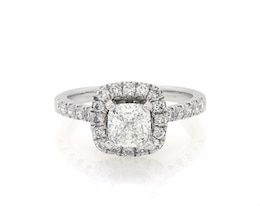 Previously Owned Cushion & Round-Cut Diamond Engagement Ring 1-1/2 ct tw 14K White Gold