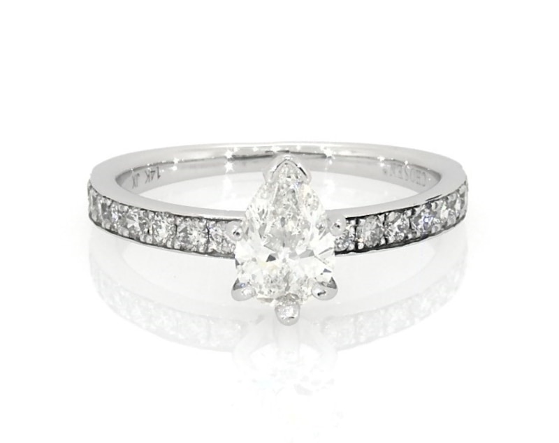 Main Image 1 of Previously Owned Pear & Round-Cut Diamond Wedding Ring 1-5/8 ct tw 14K White Gold